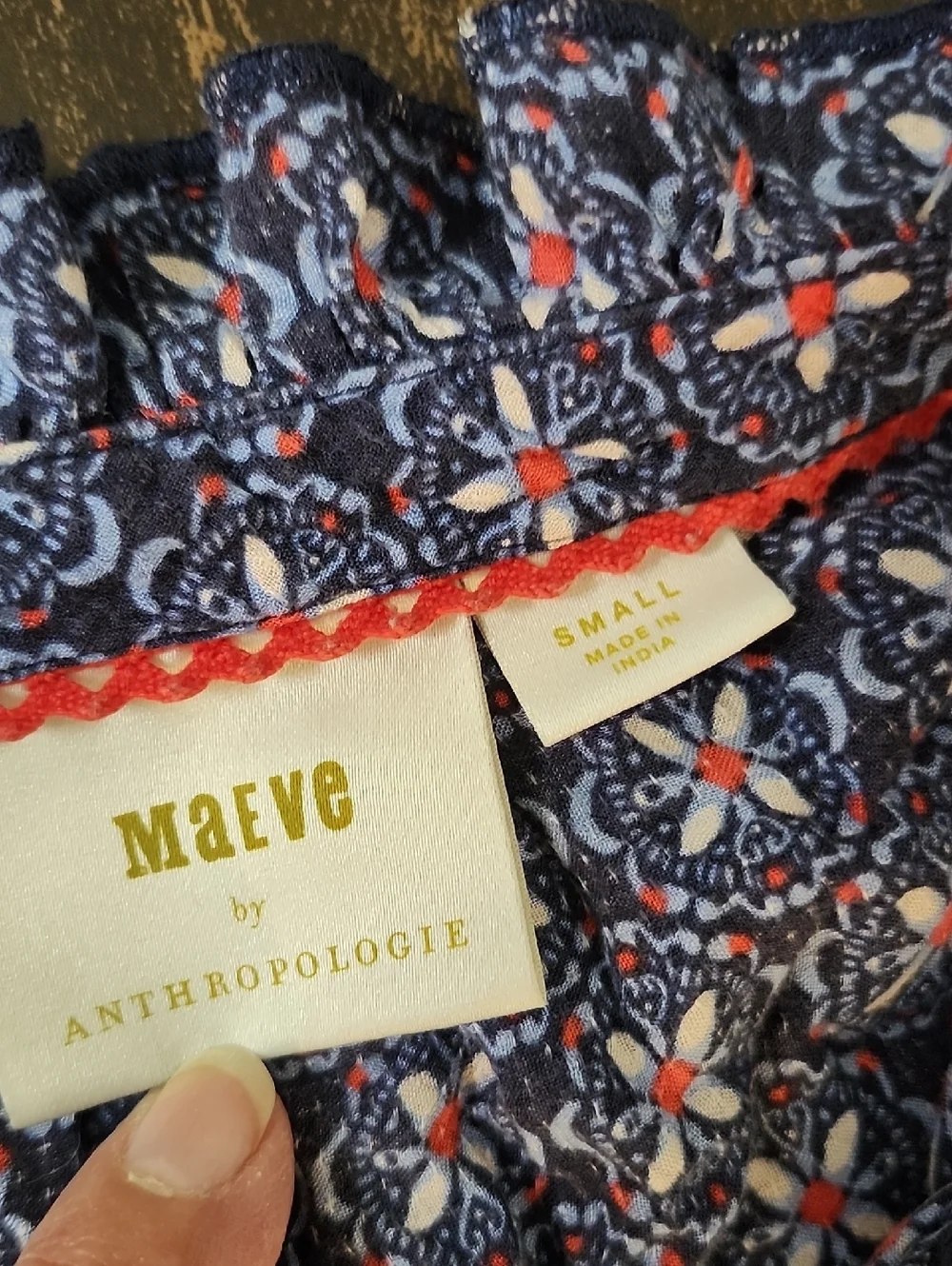 Maeve by Anthropologie Tamarind Tiered Blue Floral Long Sleeve Maxi Dress Size S